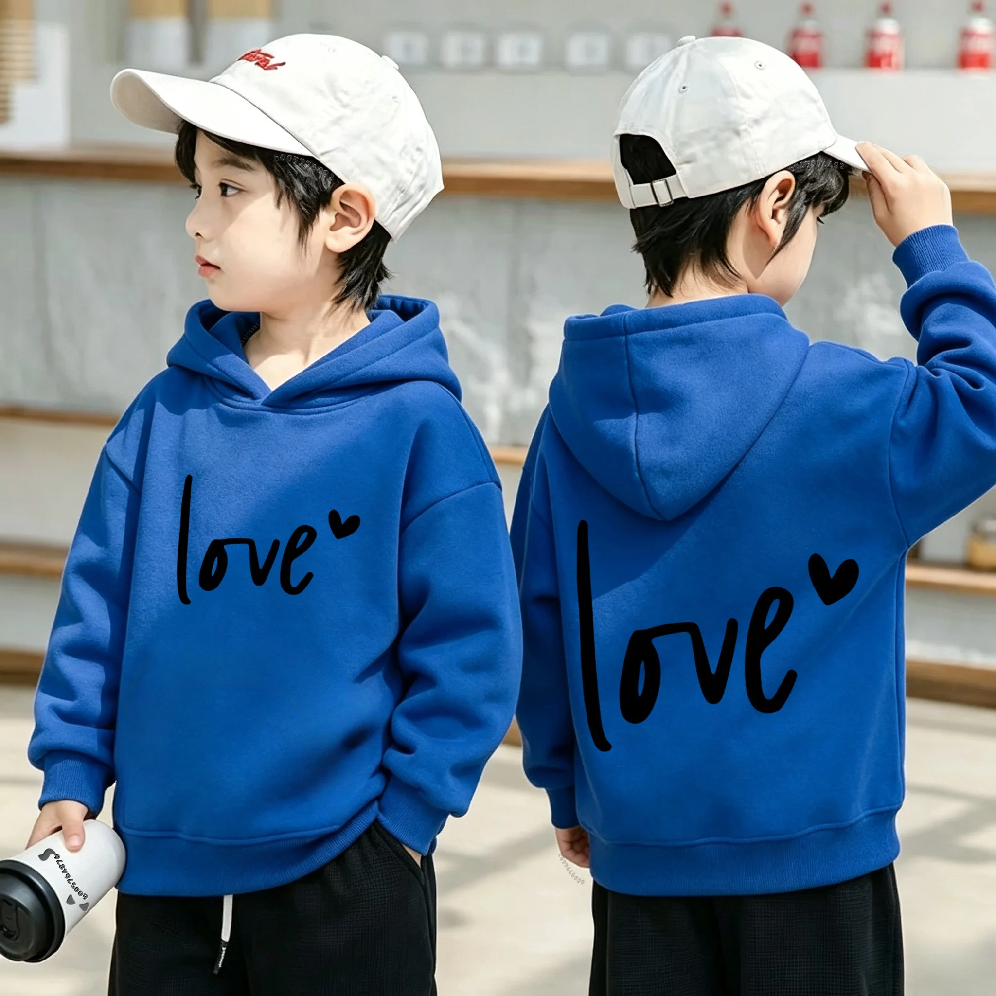 Y2K trend letter-shaped heart double-sided printed children's hooded sweatshirt - Latest trendy bestseller pullover hoodie