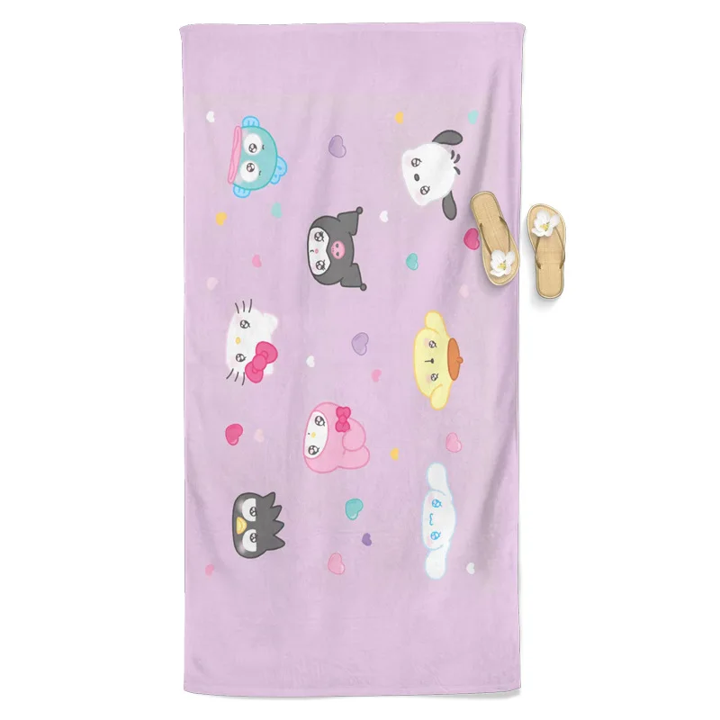 Sanrio Kawaii HelloKitty ręcznik plażowy Cinnamoroll moja melodyjna kreskówka śliczna bawełna Ins Anime szybkoschnąca długa ręcznik prezent