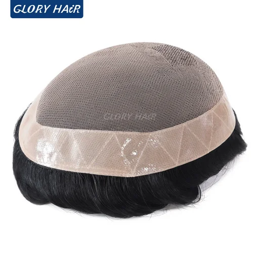 Prótesis Capilar Masculina de 5 Pulgadas, Tupé Mono Fino, Cabello Humano Indio, Peluca Masculina, Pelucas de Cabello Real, Sistema Capilar para Hombre