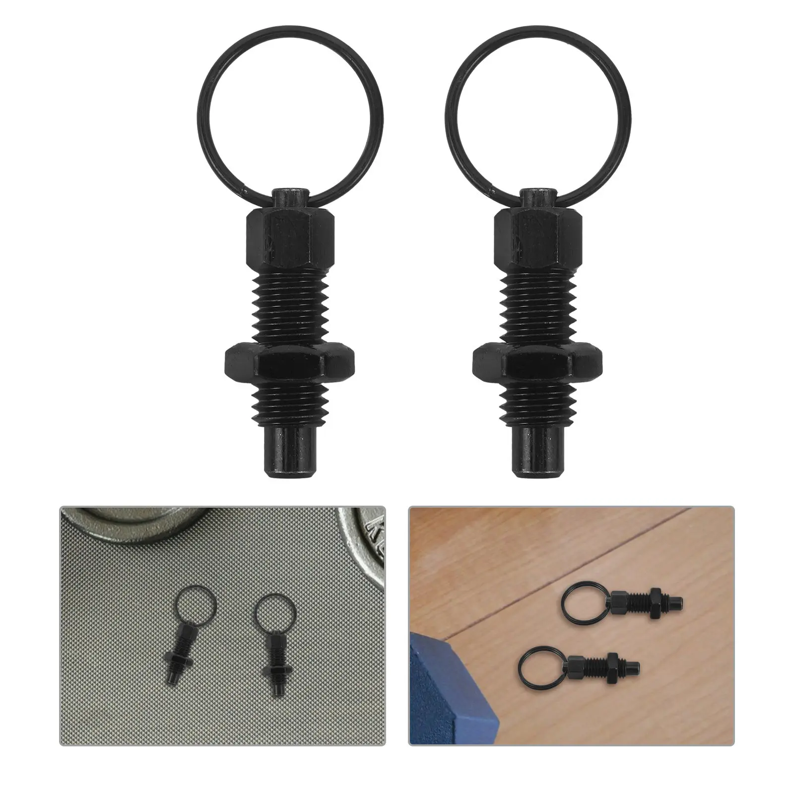 2Pcs Stainless Steel Indexing Plunger with Pull Ring and Ergonomic Knob Quick Release Non-Locking Spring Plunger for Fitness