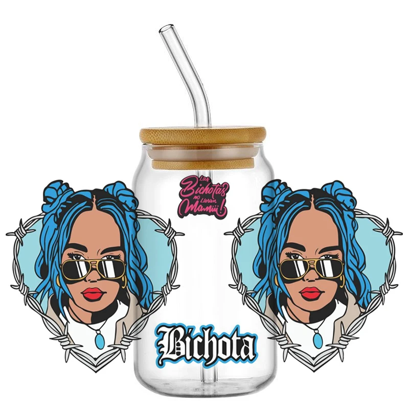 3D Cartoon Bichotas Decal Adhesive Sticker 16oz UV DTF Cup Wrap Transfers Stickers Washable Custom Logo DIY Mug Sticker