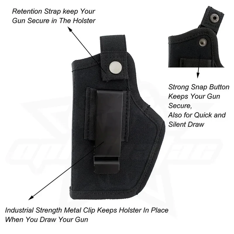 1-6pcs Universal Gun Holster Concealed Carry Holsters Belt Metal Clip IWB OWB Holster Airsoft Gun Bag For All Size Handguns view 3