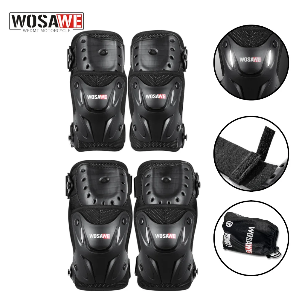 

WOSAWE 4Pcs Motocross Knee Pads Elbow Protector Motorcycle 무릎보호대 Moto cross Elbow Guard Motorcyclist Biker Protection Equipment