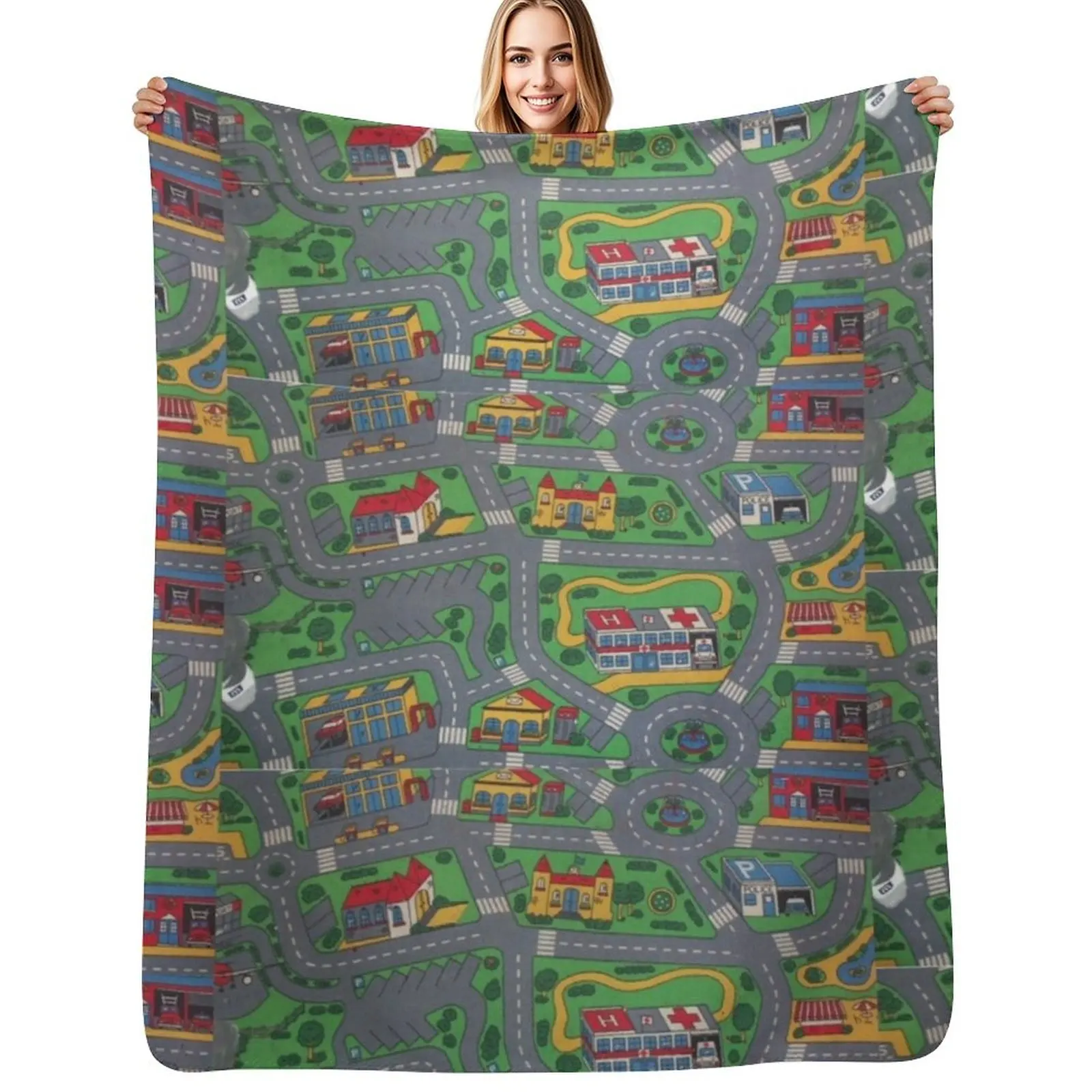 

City Roads Map Play Rug Throw Blanket Luxury Brand Custom blankets and throws Luxury St Blankets