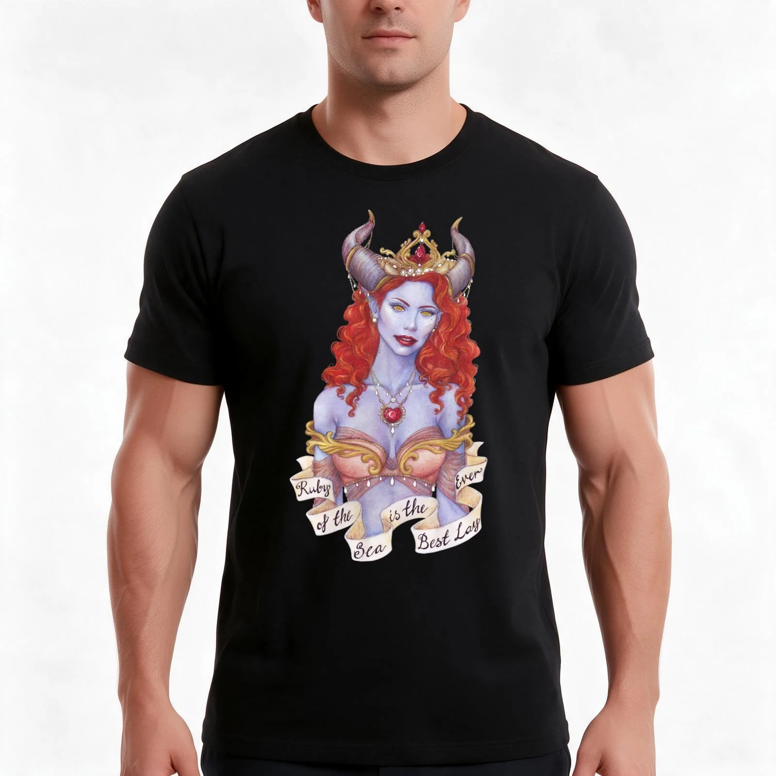 Ruby of the Sea T-Shirt, Summer Casual Cotton Tee, Oversized Streetwear Tops, Vintage Graphic Print, Loose Fit Short Sleeve