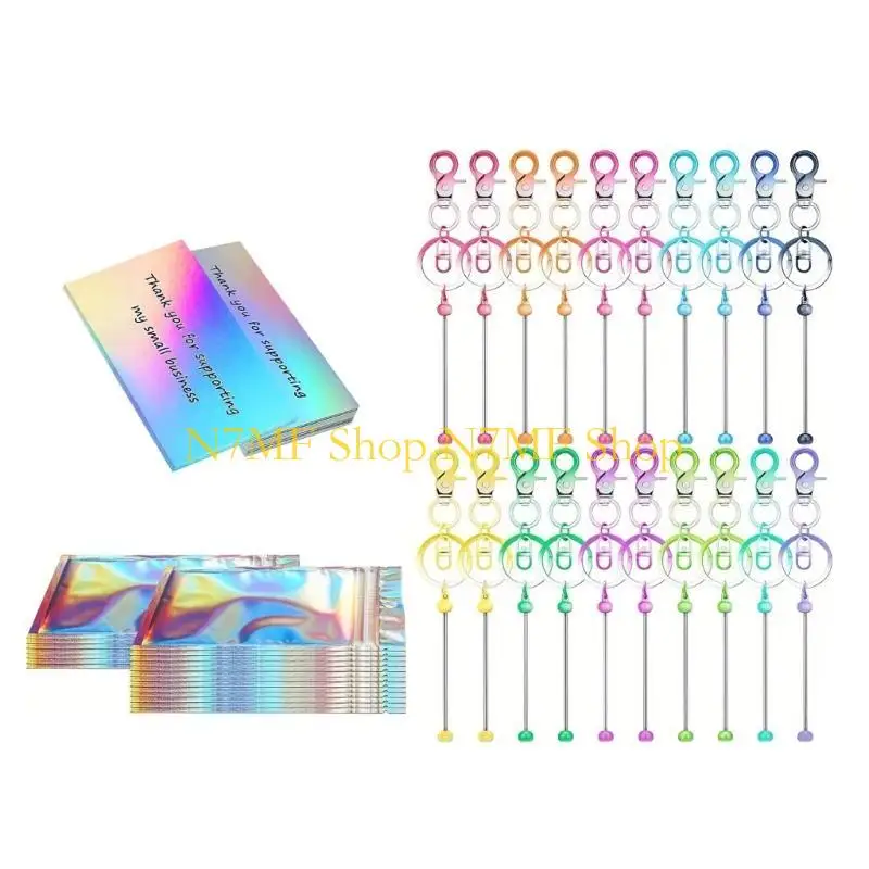 

N7MF 60 шт. художественный набор для сборки ключей, портативные металлические стержни с благодарственными открытками и сумками