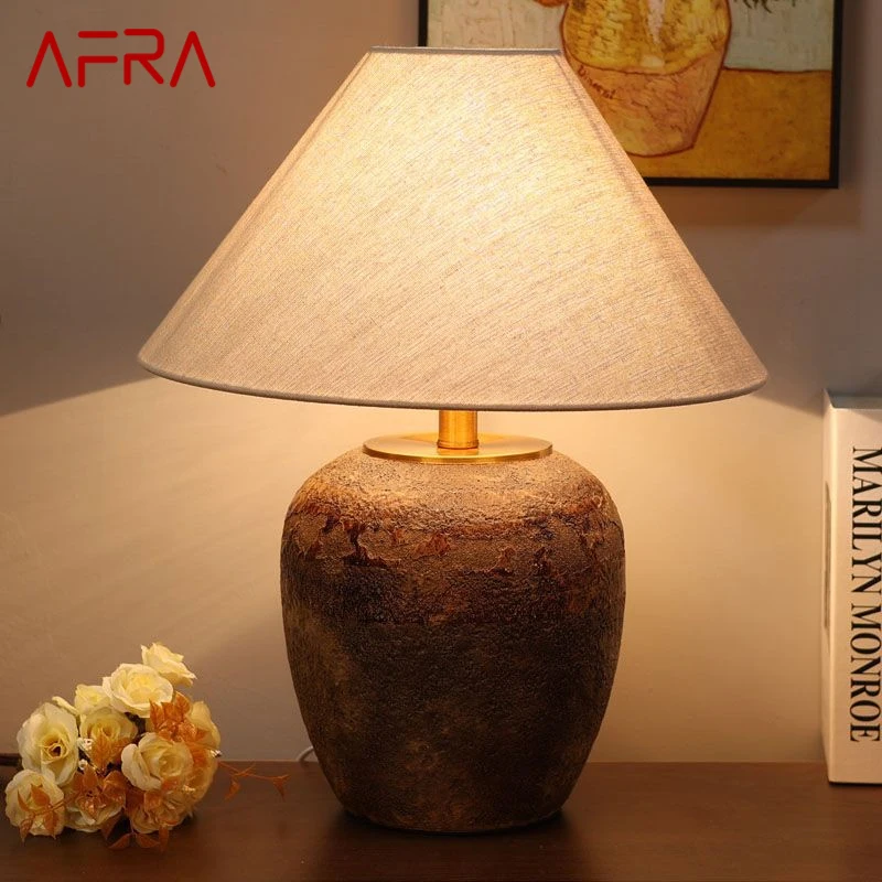 

AFRA Nordic Ceramic Table Lamp Modern Art Living Room Bedroom Study Villa LED Originality Desk Light