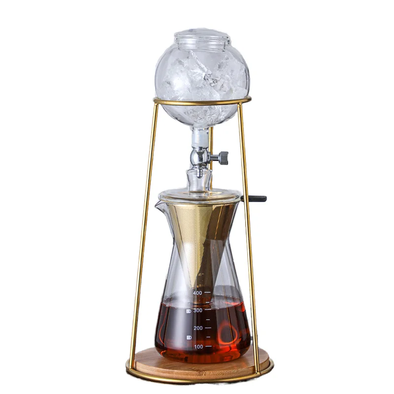 

Household stainless steel gold ice drop coffee machine transparent cold bubble drip filter