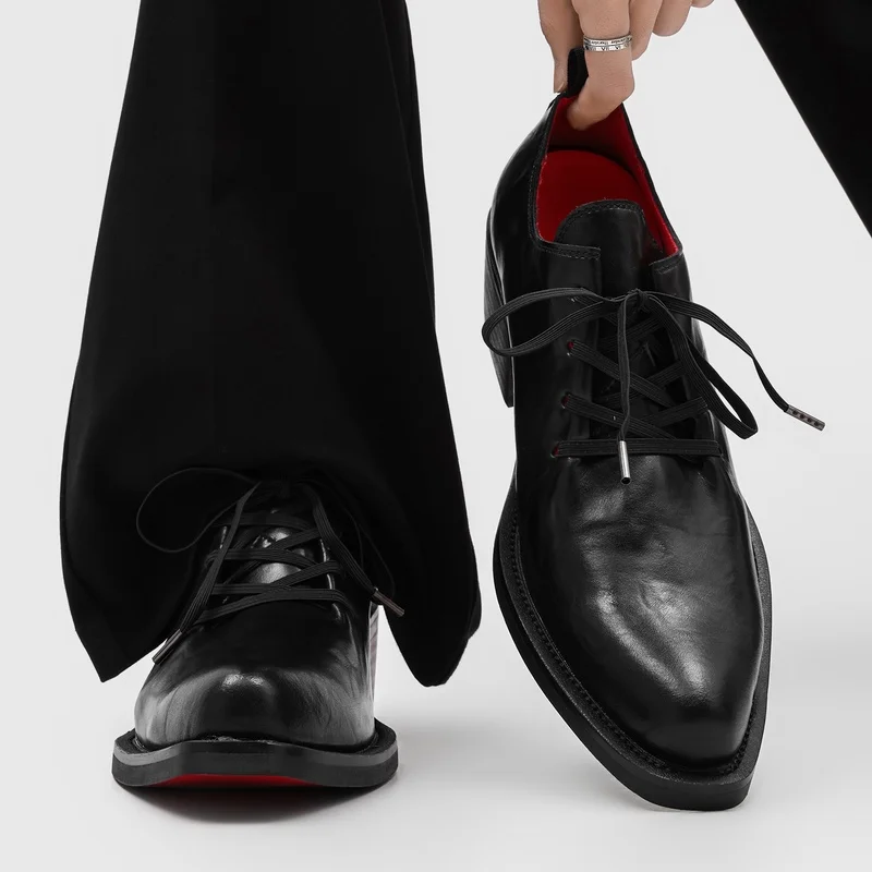 Uniquely Designed Men Early Autumn New Retro Style High-end High Heels Commuting Dating Temperament Oxford Shoes