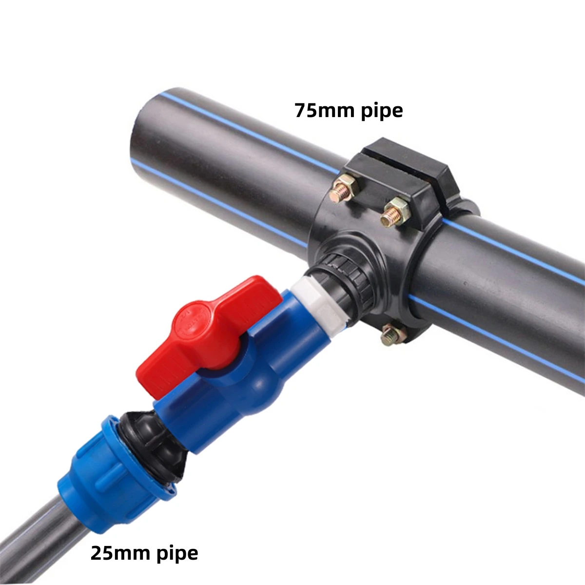 DN20/25mm to 75mm Clip Saddle Drain Adapter 1/2
