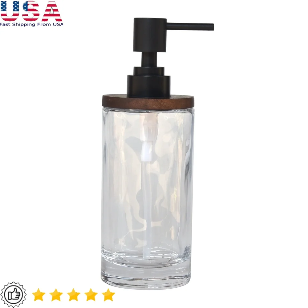

Насос для мыла из акцентного дерева акации, стеклянный, 12 унций, прочный, сверхмощный, для ванной комнаты, кухни, современный дизайн, практичный домашний декор