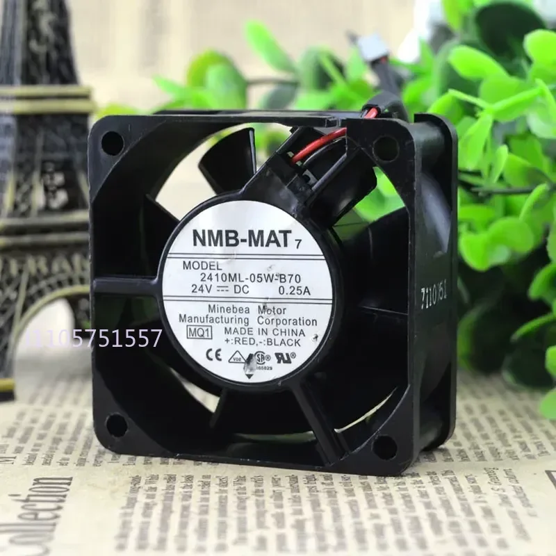 Original NMB 2410ML-05W-B70 6025 6CM 24V 0.25A Two-Wire Ball Bearing Cooling Fan for Electronics