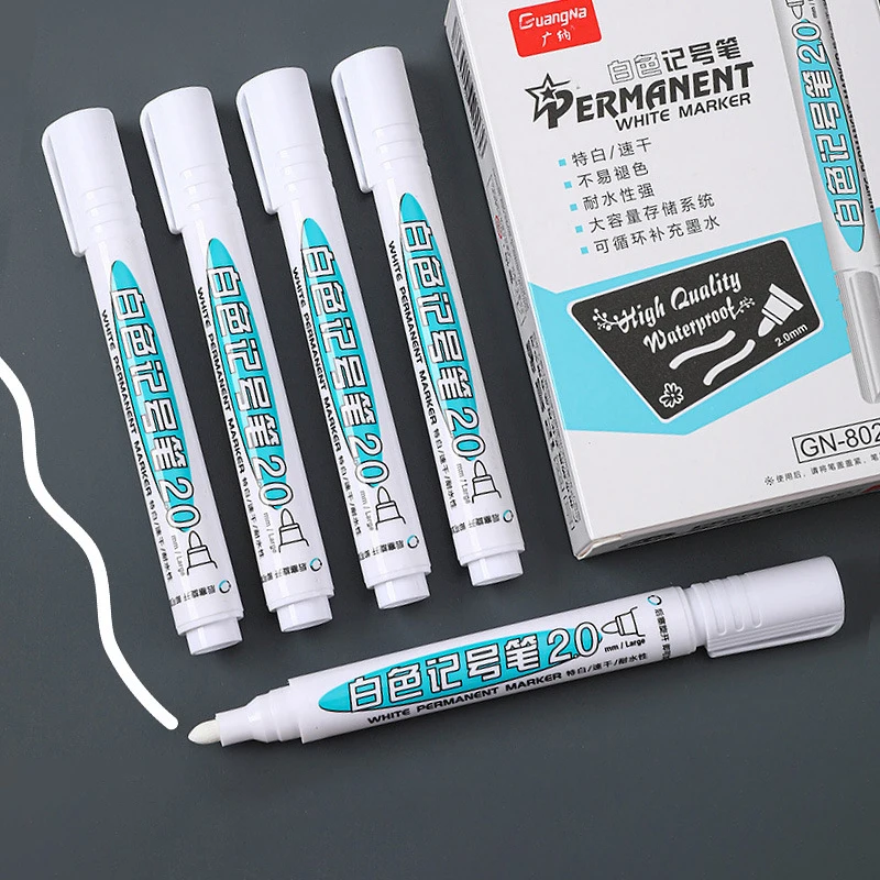 

For Metal White Marker Pen Oily Waterproof Plastic Gel Pen Writing Drawing Graffiti Pen Stationery Notebook