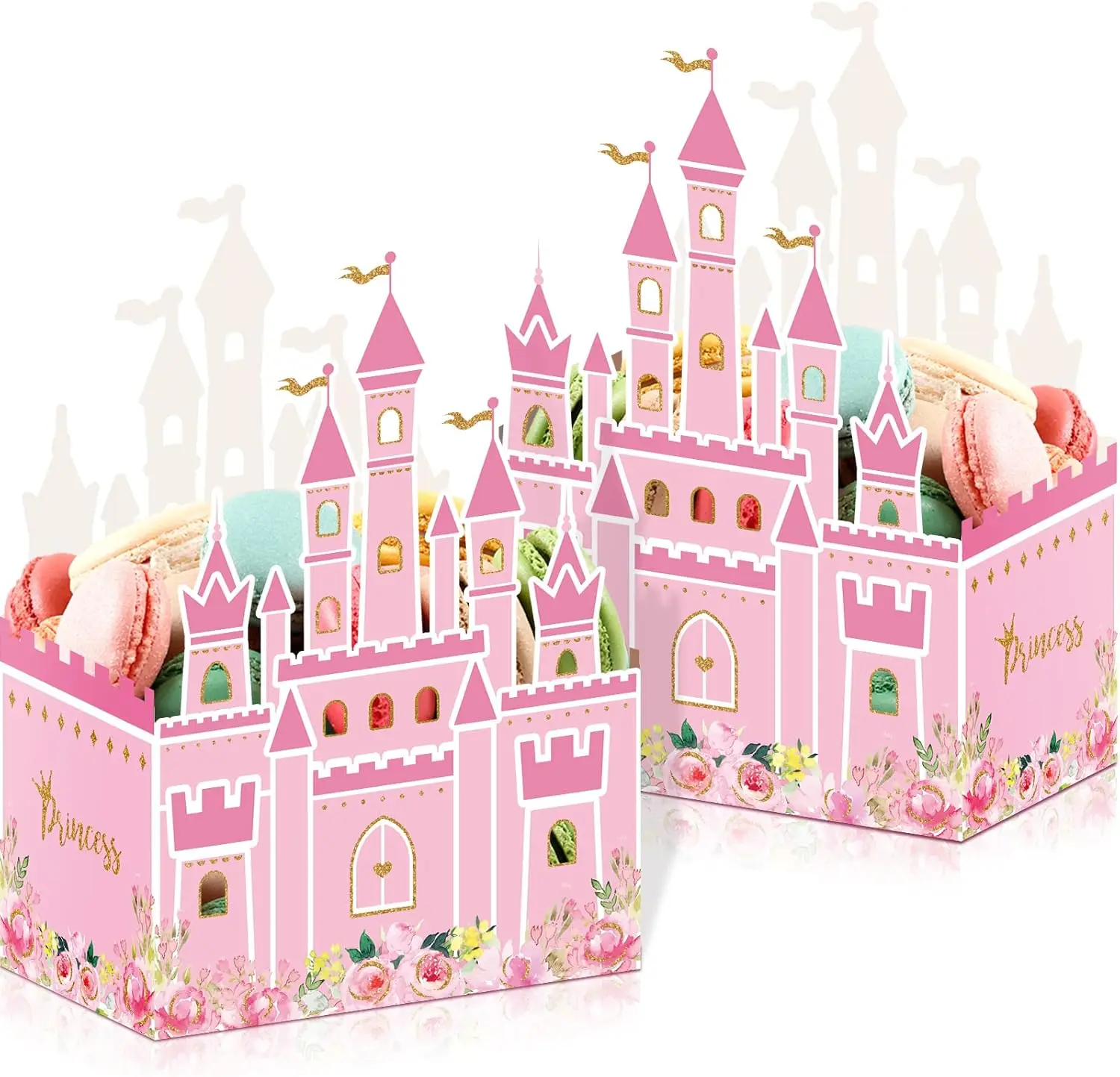 

24 Pieces Princess Castle Party Favor Candy Boxes Pink Princess Goodie Bags Castle Favor Gift Bags for Wedding Kids Birthday Par