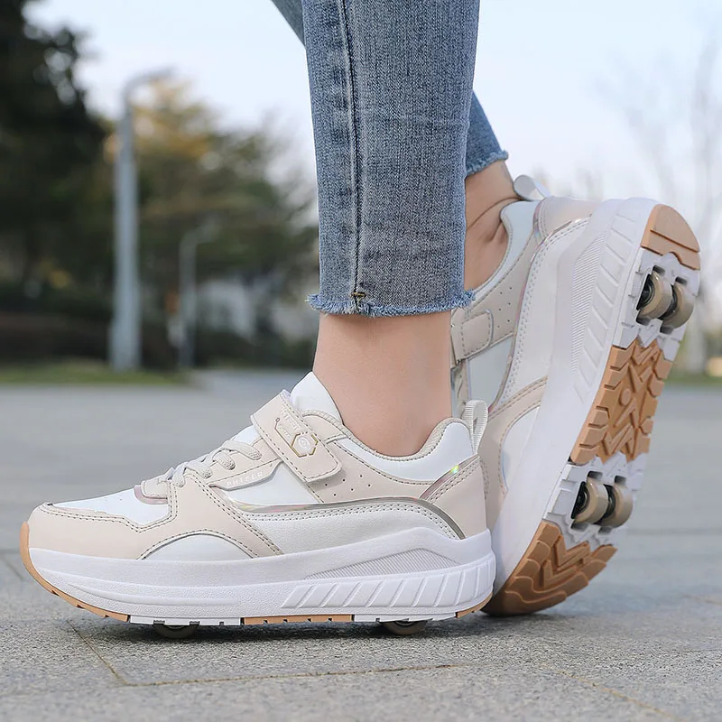 

4-Wheel Auto-Retractable Trendy shoes: Invisible Girls' Sneakers, Roller Skates for Kids, Adults & Boys