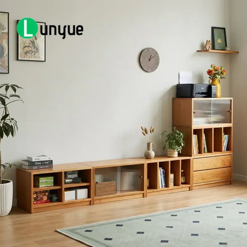 Modern Solid Wood TV Cabinet Modular Storage Unit Nordic Simple Living Room Entertainment Center Furniture