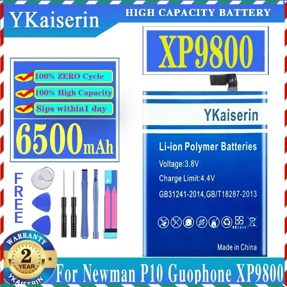 

YKaiserin Phone Battery 6500mah 3.8V For Newman P10 Guophone XP9800 5.5" Waterproof IP68 MTK6739 Smartphone