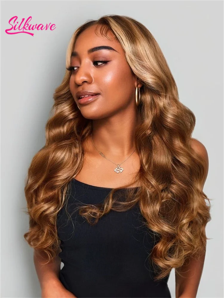 

Silkwave 427 Colored Honey Blonde Body Wave Lace Front Wigs Human Hair Highlight Pre Plucked 13x6 Hd Lace Frontal Wigs For Women