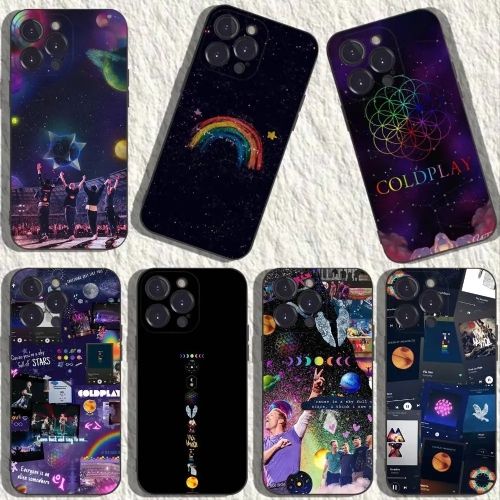 

C-Coldplay Band Phone Case For iPhone 17,16,15,14,13,12,11,Plus,Pro Max,XS,X,XR,SE,Mini,8,7,Soft Silicone Black Cover