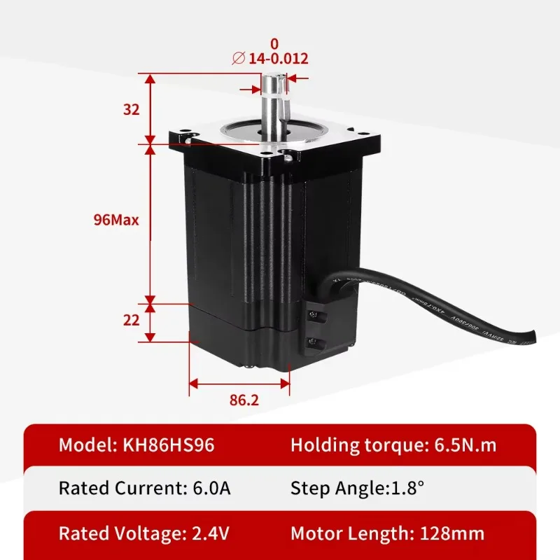 86x86x100+22mm Hybrid 6.5nm Nema 34 Closed Loop 2-Phase 48VDC Stepper Motor Kit Encoder Hbs86h Driver CNC Applications