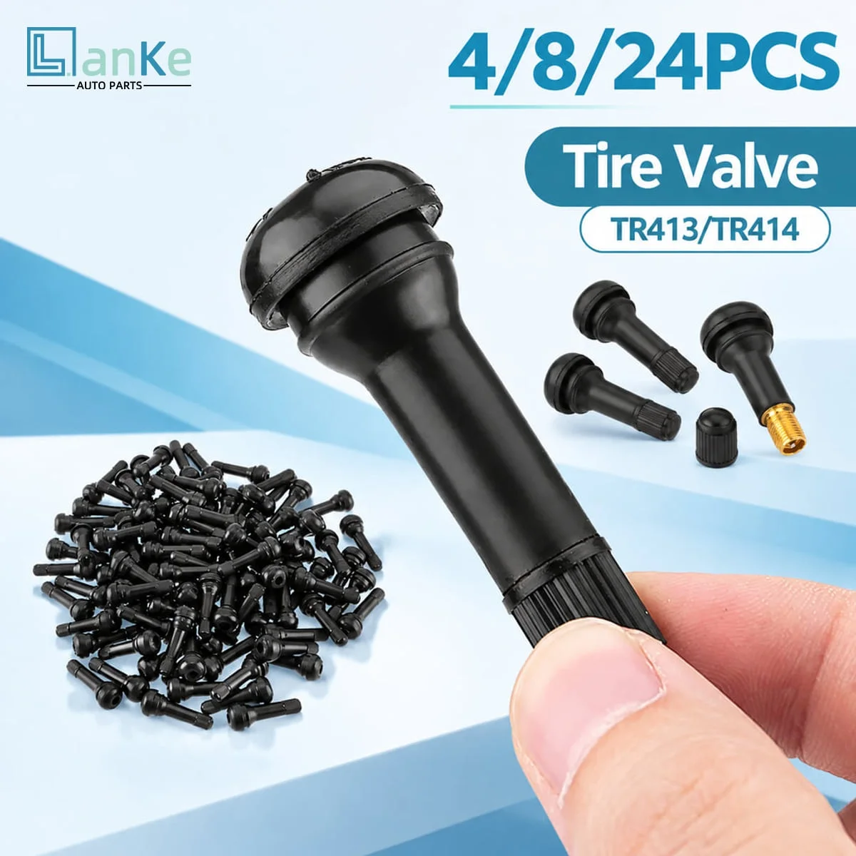 LANKE TR413/TR414 Rubber Tire Valve Stems Reliable Sealing Aging Resistant Easy Installation Car Tire Replacement Valves