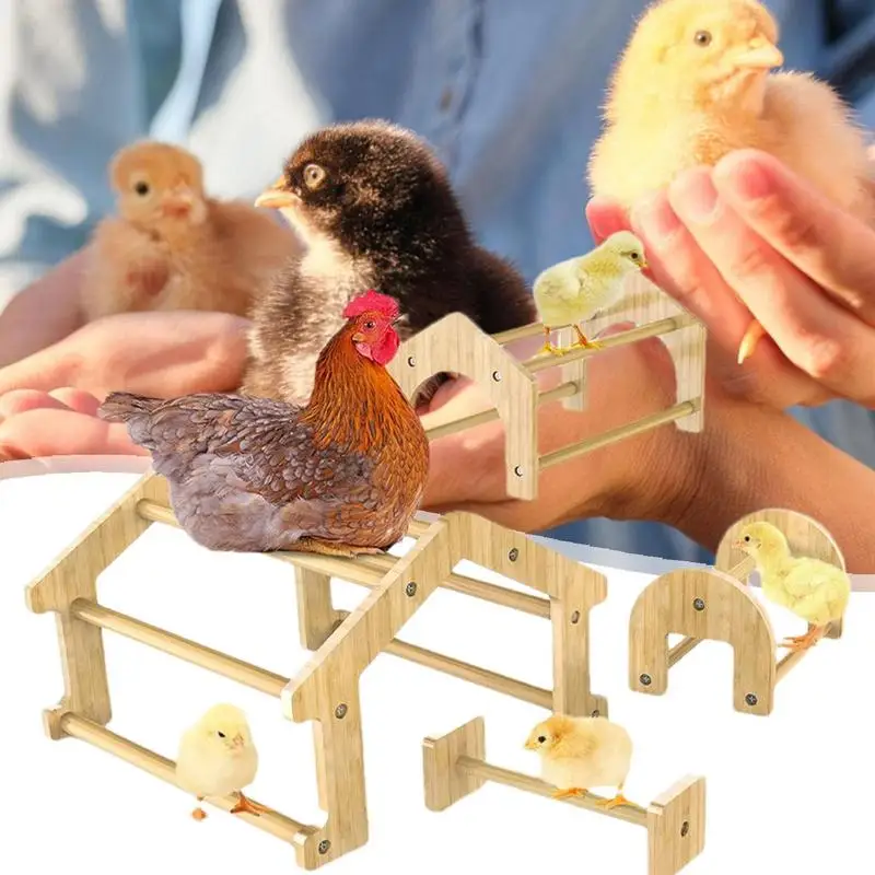 Kippenbaars Paal Bamboe Kuikenhabitat Wordt Geleverd Met Spiegelhout Mini Chick-Baars Sterke Zitstang Voor Coop & Broeder Training