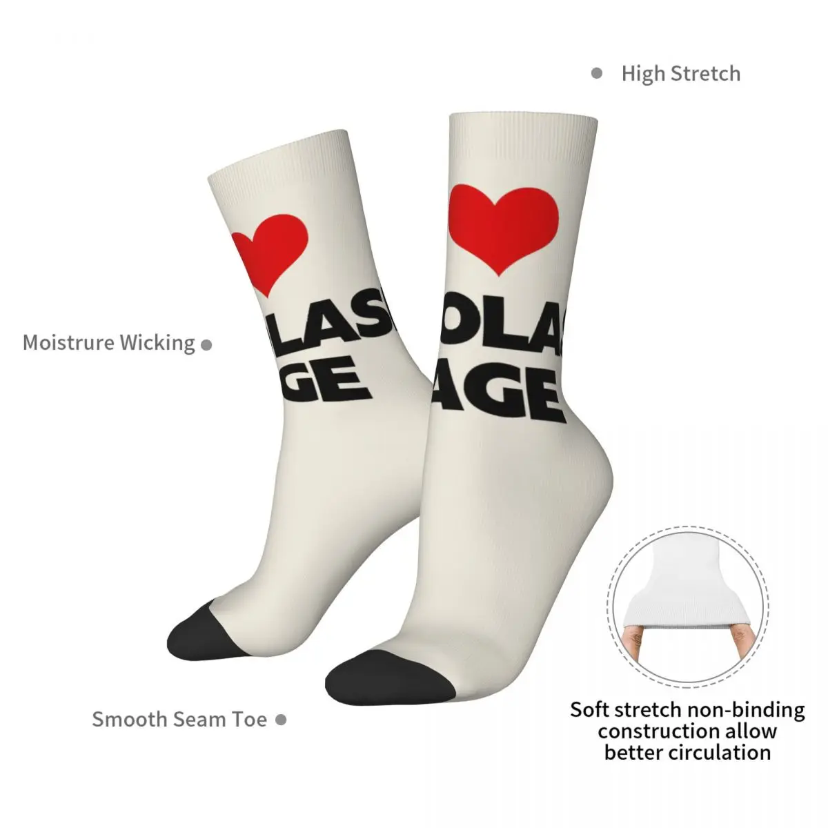 I Love Nicolas Jos Chaussettes d'hiver unisexes, Chaussettes chaudes Happy Sock Street Style