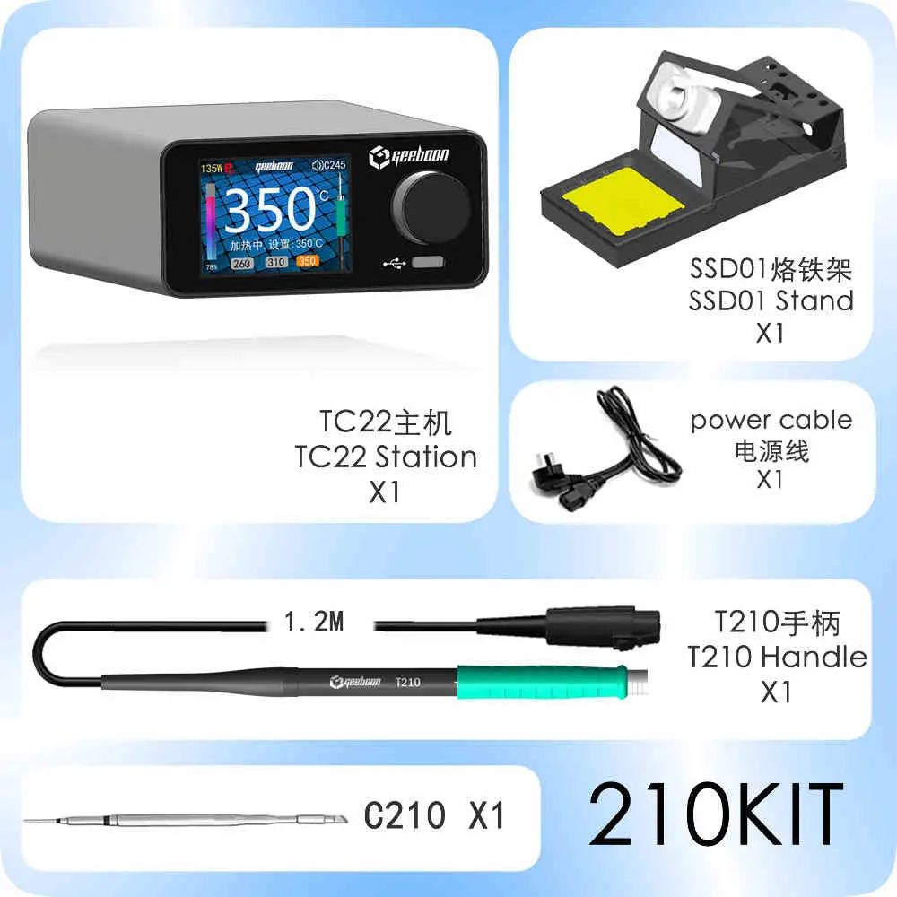 GEEBOON TC22 240W Solder Station Soldering Station + T115/T245/T210 Handle + C115-K/C245 /C210 Soldering Iron Tip 30W MAX