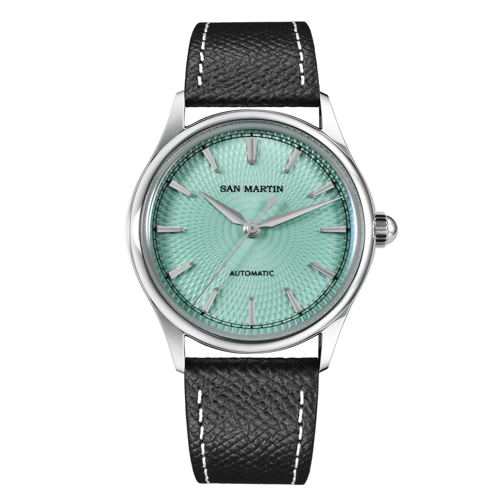 San Martin 37 mm Herren-Kleideruhr, 3D-strukturiertes Zifferblatt, ST1812, lässige Mode, automatisch, mechanisch, Saphirglas, klarer Gehäuseboden, SN0110 4