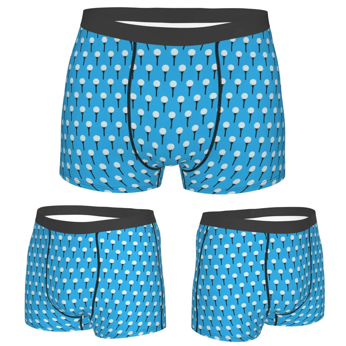 

Boxer Underpants Shorts Golf Ball And Tee Pattern (Cyan Blue) Panties Men Breathable Underwear for Homme Man Boyfriend Gifts