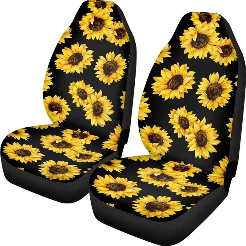 Protectores Asiento Lantero Con Estampado Girasoles, Fundas Asiento Cómodas Para La Mayoría Automóviles, Camiones,