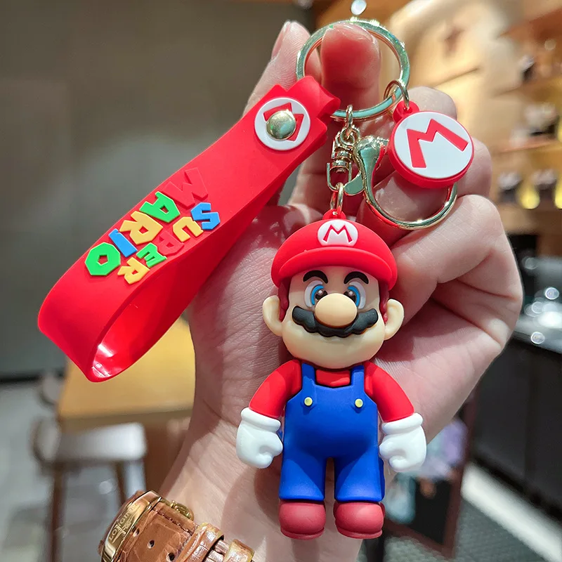 Super Mario Brothers Chaveiro para homens e mulheres, pingente clássico do modelo do personagem do jogo, anel do chaveiro do carro, acessórios do bookbag, brinquedos