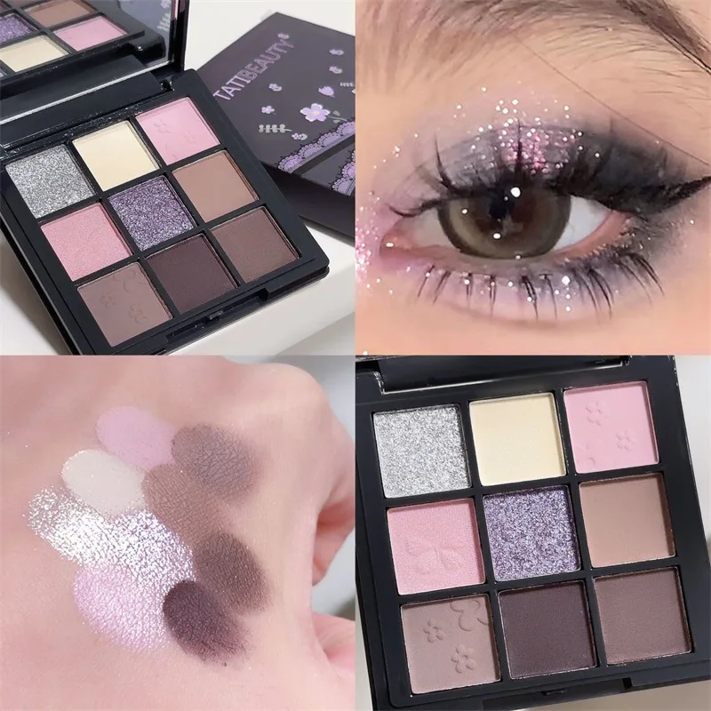 9 couleurs Smokey Shimmer fard à paupières mat paillettes Palette paillettes ombre à paupières Palette de maquillage Cool tonifié gris noir pigment pour les yeux Palett