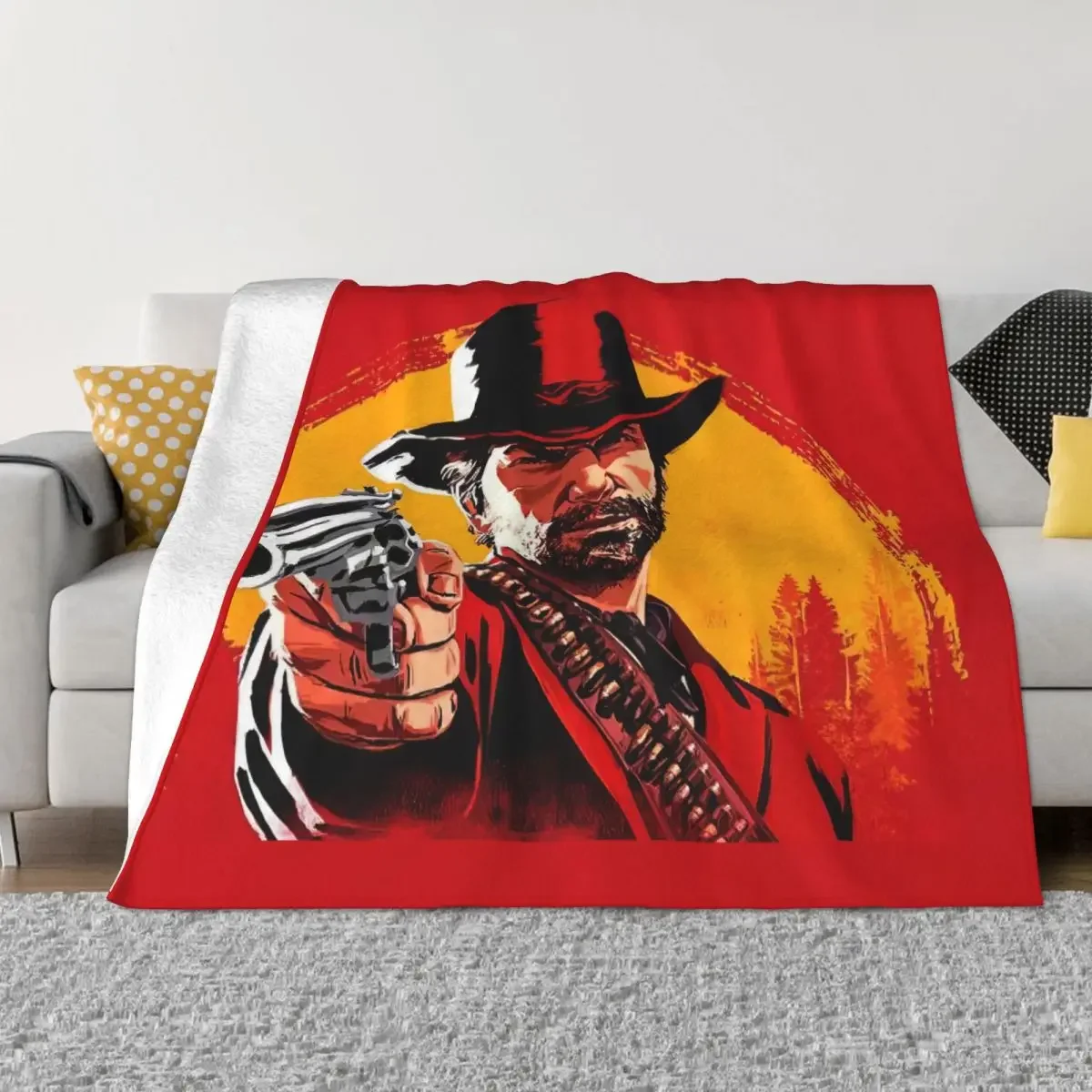 Red Dead Redemption 2 RDR2 Blanket US West cowboy Fuzzy Novelty Warm Throw Blankets for Bedding Lounge Summer