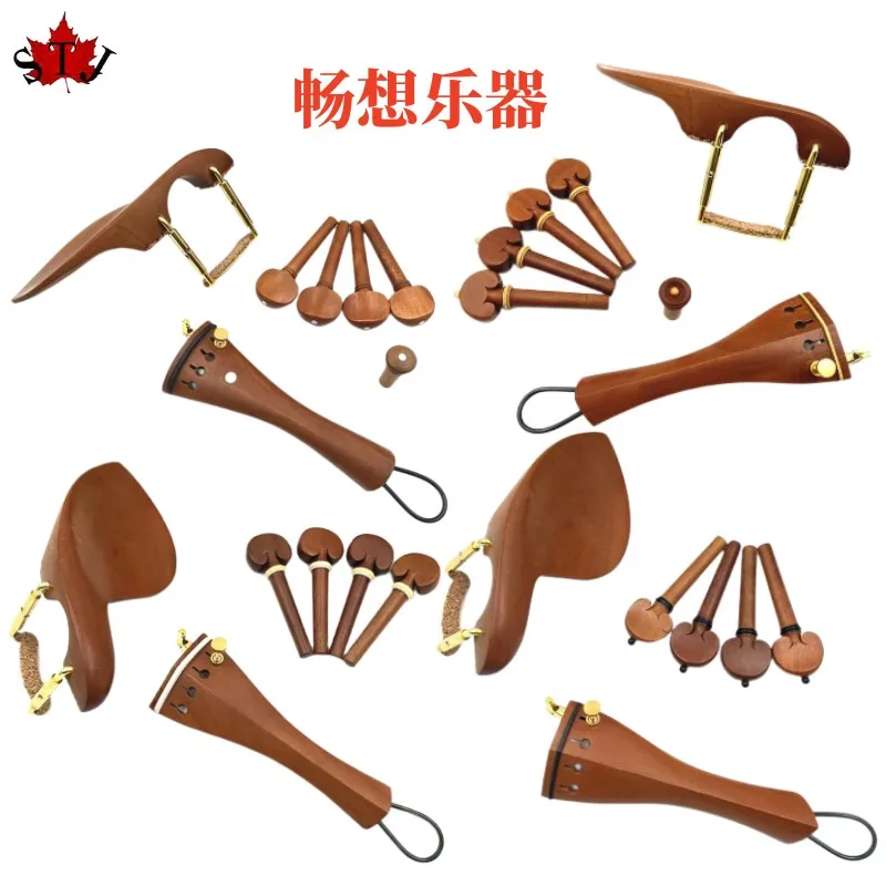 1 set  jujube wood violin accessories parts fittings 4/4,Tailpiece+Tuning pegs+Endpins+Chin rest/Chin Holder