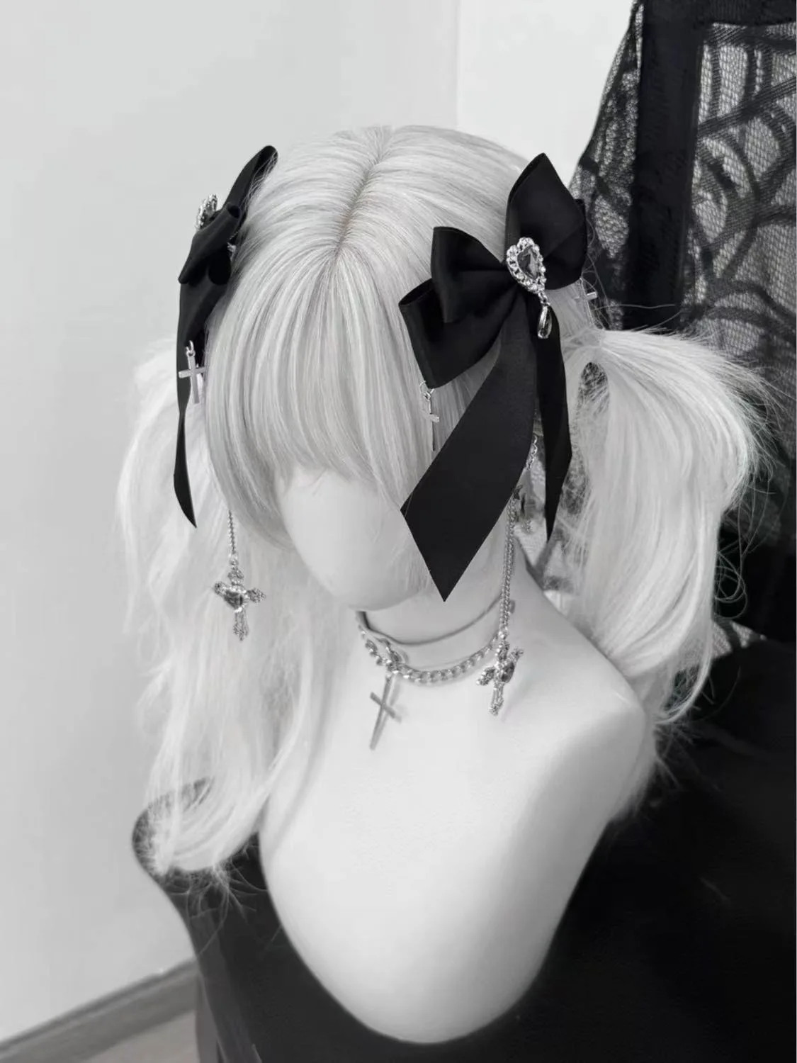 여자를위한 1 쌍 JK 헤어 클립 Subculture 빈티지 블랙 보우 백 헤어 클립 여자 친구 선물을위한 헤어 액세서리