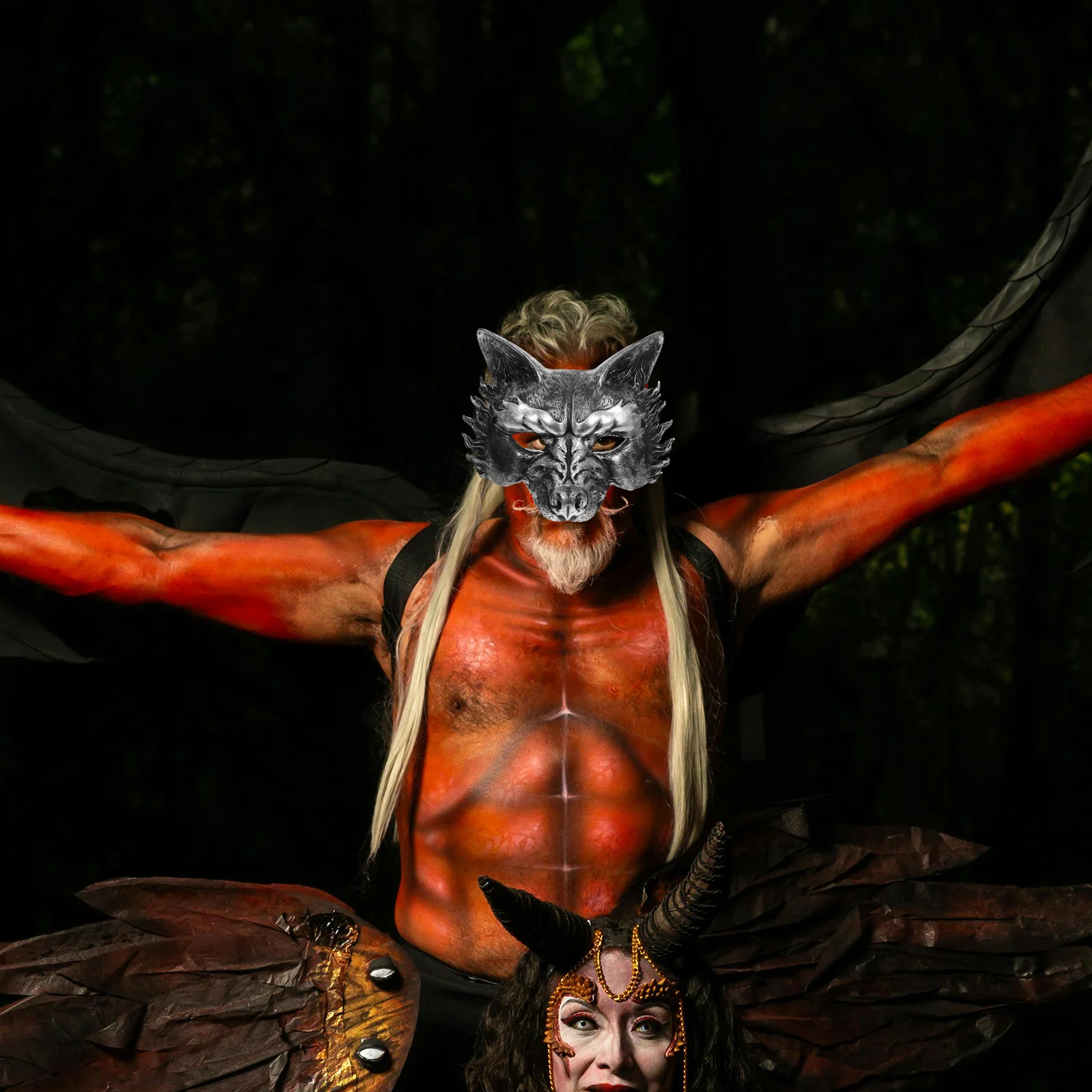 1 Uds. Retro adulto ligero media cara mascarada disfraz de Halloween decorativo para hombres mujeres lobo adulto Halloween