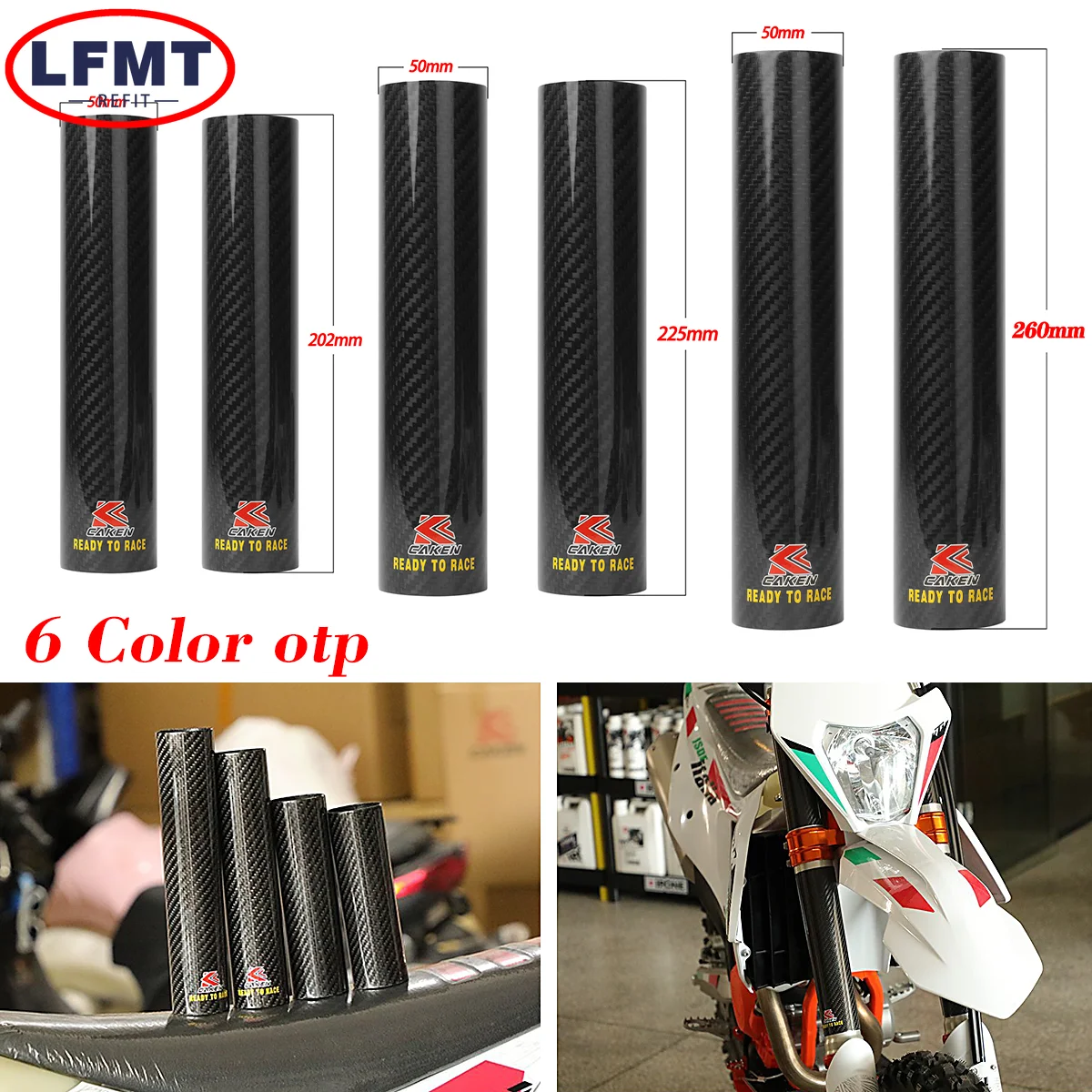 

Motocross 160mm 178mm 202mm 225mm 248mm Fork Wraps Protectors in Full Carbon Fiber For Honda KTM Kawasaki Motorcycle Dirt Bikes