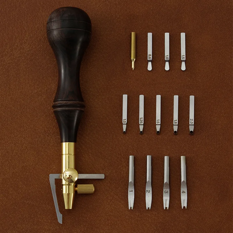 Adjustable Multi-Function Blade Tip Marking Gauge Edge Beveler Groover Manual DIY Leather Pricking and Stitching Tool