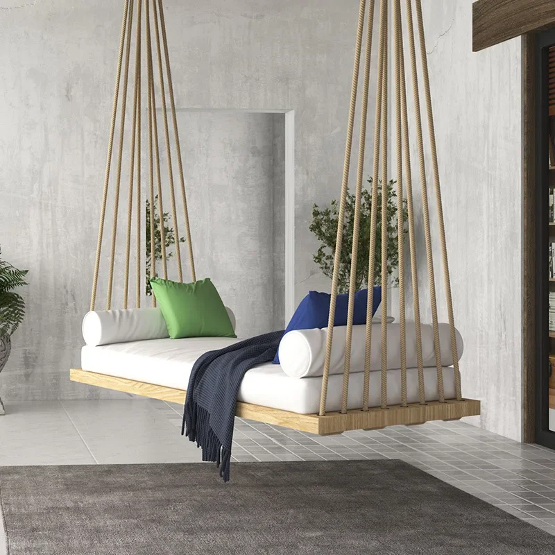 Outdoor swing outdoor hanging basket, solid wood single or double swing for home balconies