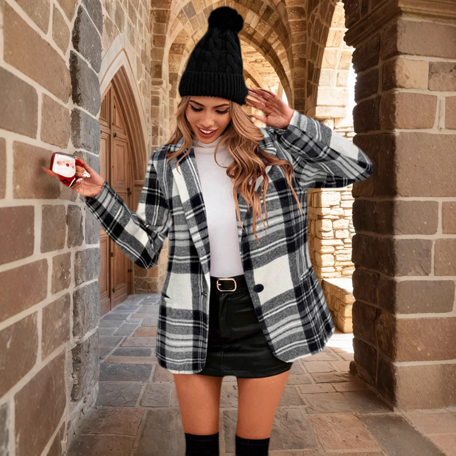 Loose Casual Long-sleeved Christmas Plaid Fashionable All-match Suit 2025 Autumn women clothing
