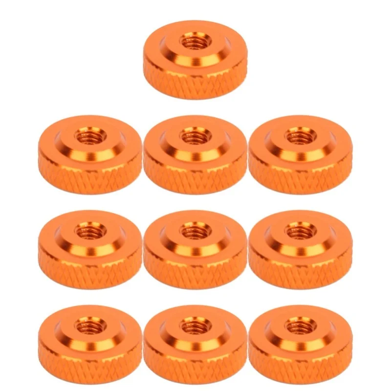 10PCS/Set M4x14x5 Hand Tighten Nuts  Aluminum Alloy Screw Nuts FastenersOrange