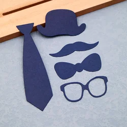 Troqueles de corte de gafas, pajarita de barba, álbum de recortes para hombre decorativo, herramienta de fabricación de tarjetas de papel educativas para niños, troquelado artesanal