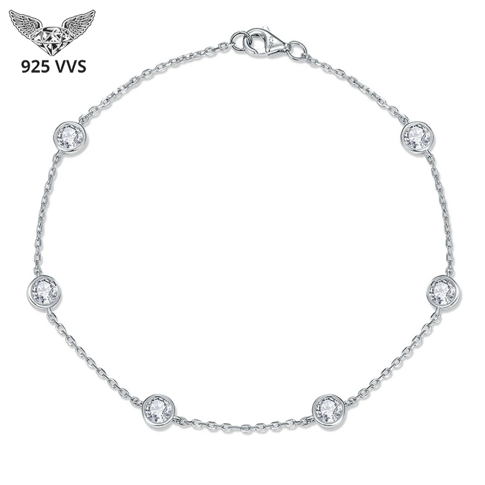 New S925 Silver Round Moissanite Necklace Women's Light Luxury Exquisite Fashion High Quality Proposal Jewelry Wholesale