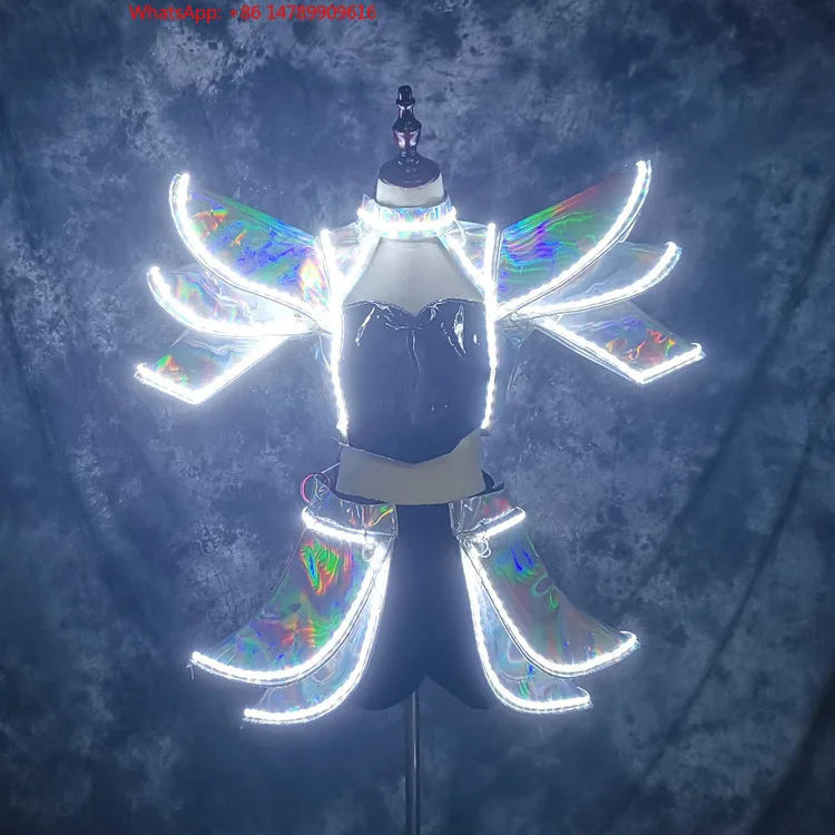 Disfraz de robot LED luminoso, disfraz de unicornio LED luminoso para pasarela, traje para niñas, carnaval, Victoria, vestido de noche sexy para mujer