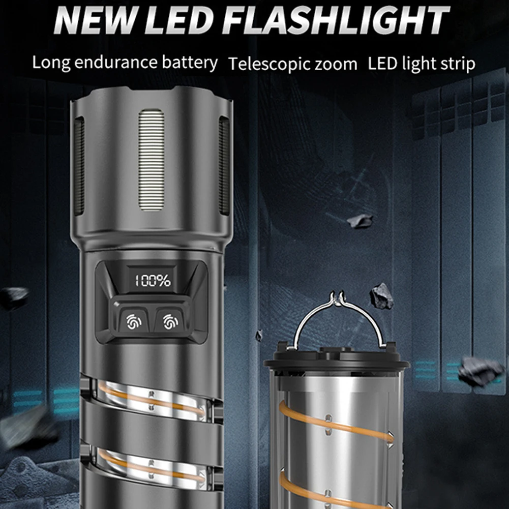 Flashlight High Lumens Rechargeable Flashlight Portable Flashlights Pocket-Sized Lighting Lamp 30W LED Super Bright Flash Light