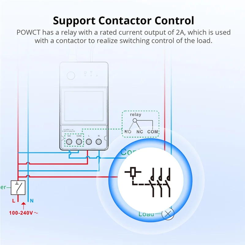 -MEOF POWCT Ring Smart Power Meter ESP32 Chip Current Transformer 100A Energy Monitor Contacter Control Works With Alexa IFTTT