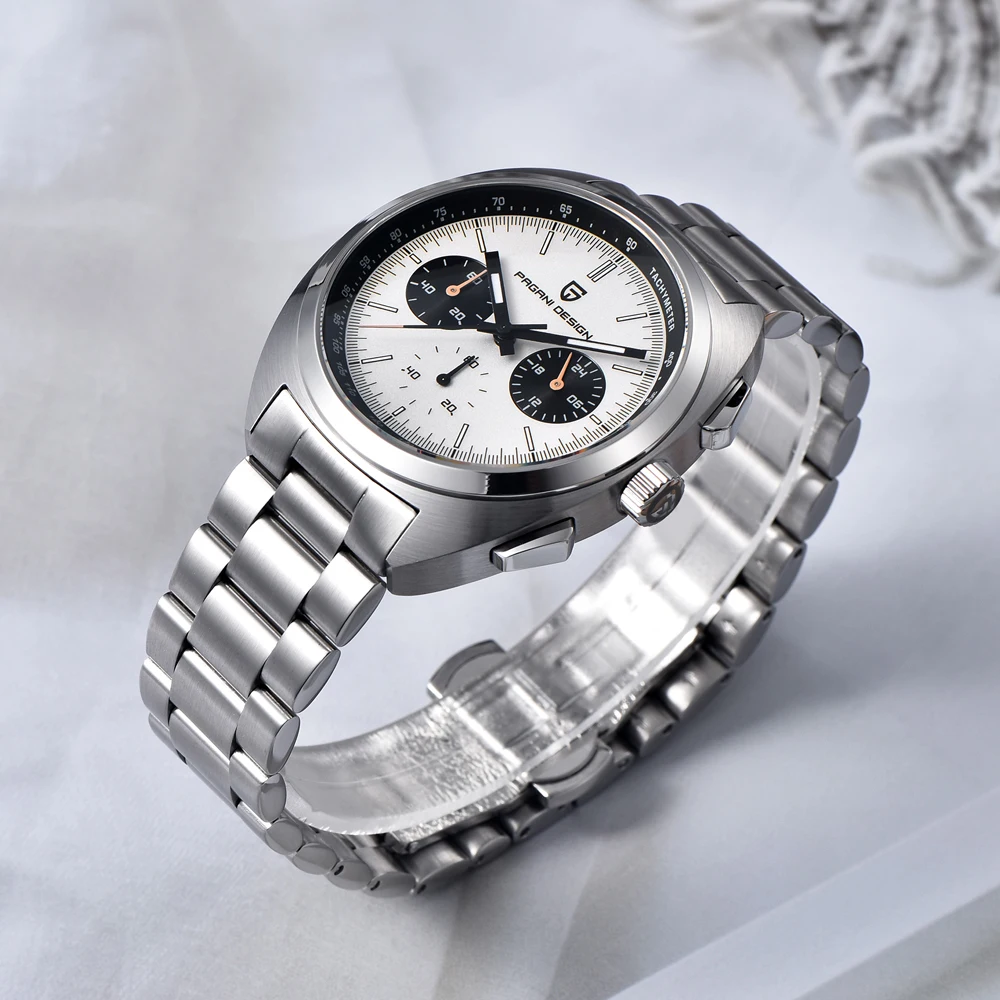 PAGANI تصميم ريترو ساعات كوارتز رجالية 2025 قمة فاخرة VK63 ساعة كرونوغراف للرجال AR الياقوت مقاوم للماء مضيئة رجل هدية