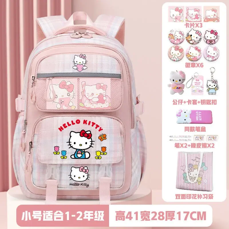 Sanrio tas punggung kapasitas besar anak, tas sekolah kapasitas besar, tas ransel kartun Hello Kitty, tas sekolah anak-anak, baru Hellokitty