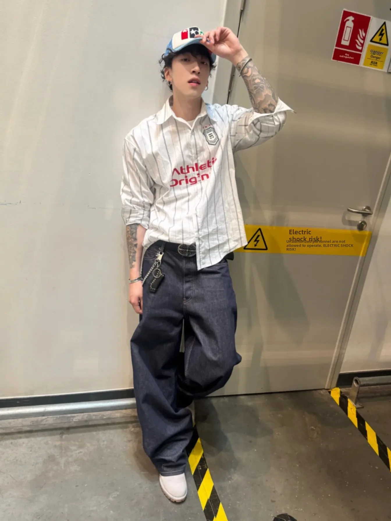 

Американская полоска Long Sve irt Тонкий молодежный летний модный солнцезащитный топ ex Весенне-осенний сезонный дизайн Верхняя одежда